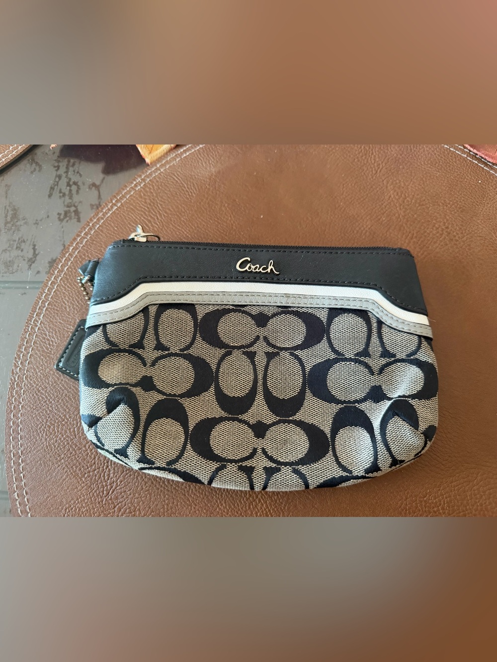 Coach Signature Small Pouch in Black and Gray